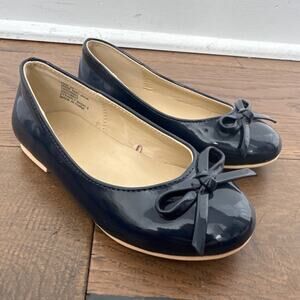 Janie and Jack Patent Bow Ballet Flats Shoes Navy Blue Girls Size 10
